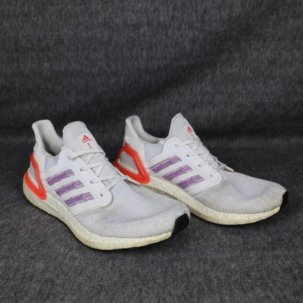 Adidas Ultraboost 20 Shoes Womens Size 9.5 White Purple Orange Running Sneakers